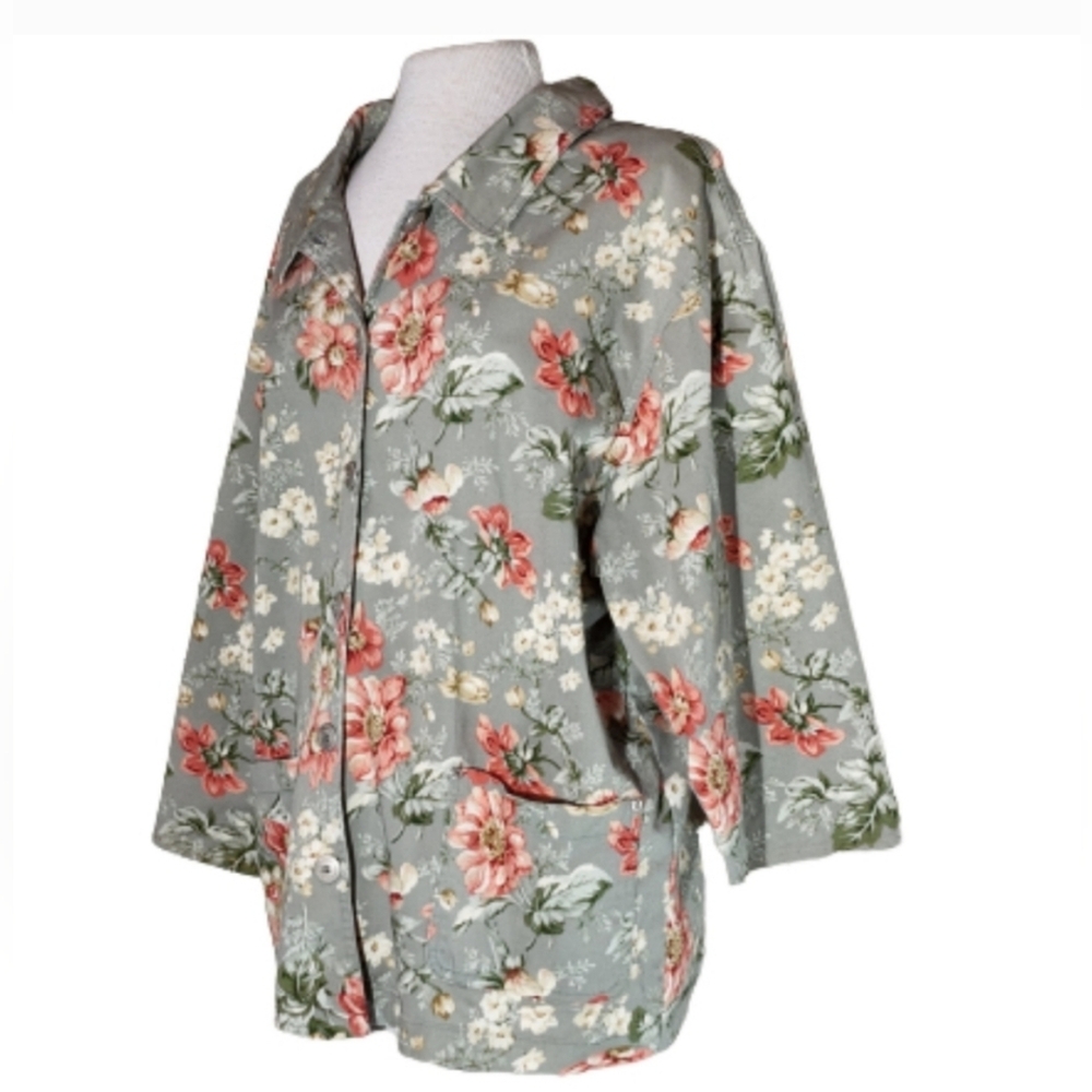 Teddi Jacket Floral Vintage 90s Style Green Plus Size 2X